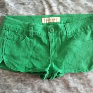Green womens short shorts